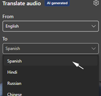 MS Edge translate languages